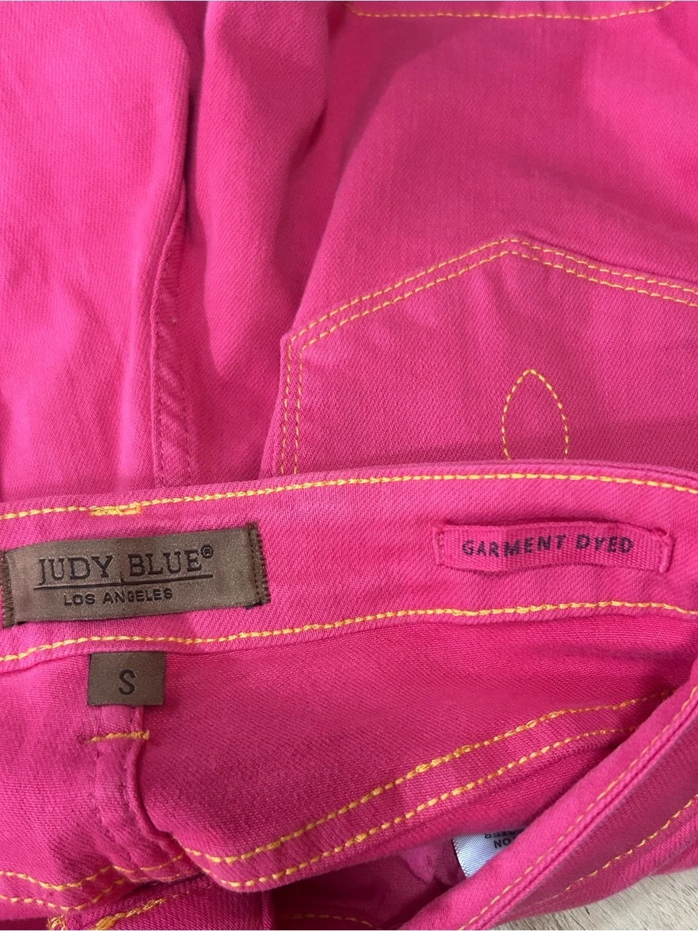 Judy Blue magenta garment-dyed high-waist denim shorts